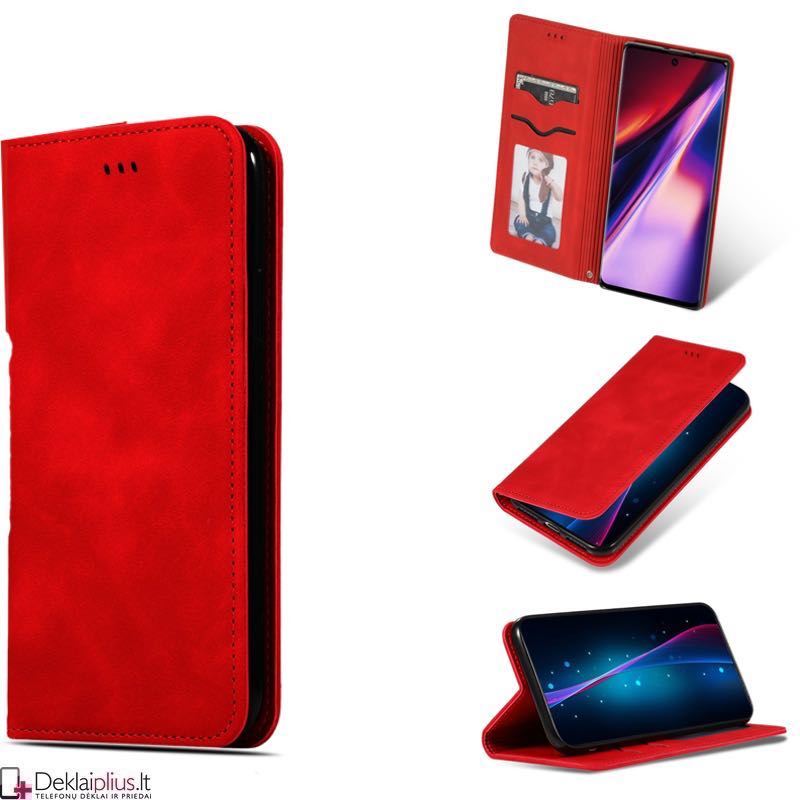 Dirbtinės odos dėklas su skyreliais - raudonas (Xiaomi Redmi Note 13 4G) Dirbtinės odos dėklas su skyreliais - raudonas (Xiaomi Redmi Note 13 4G)
